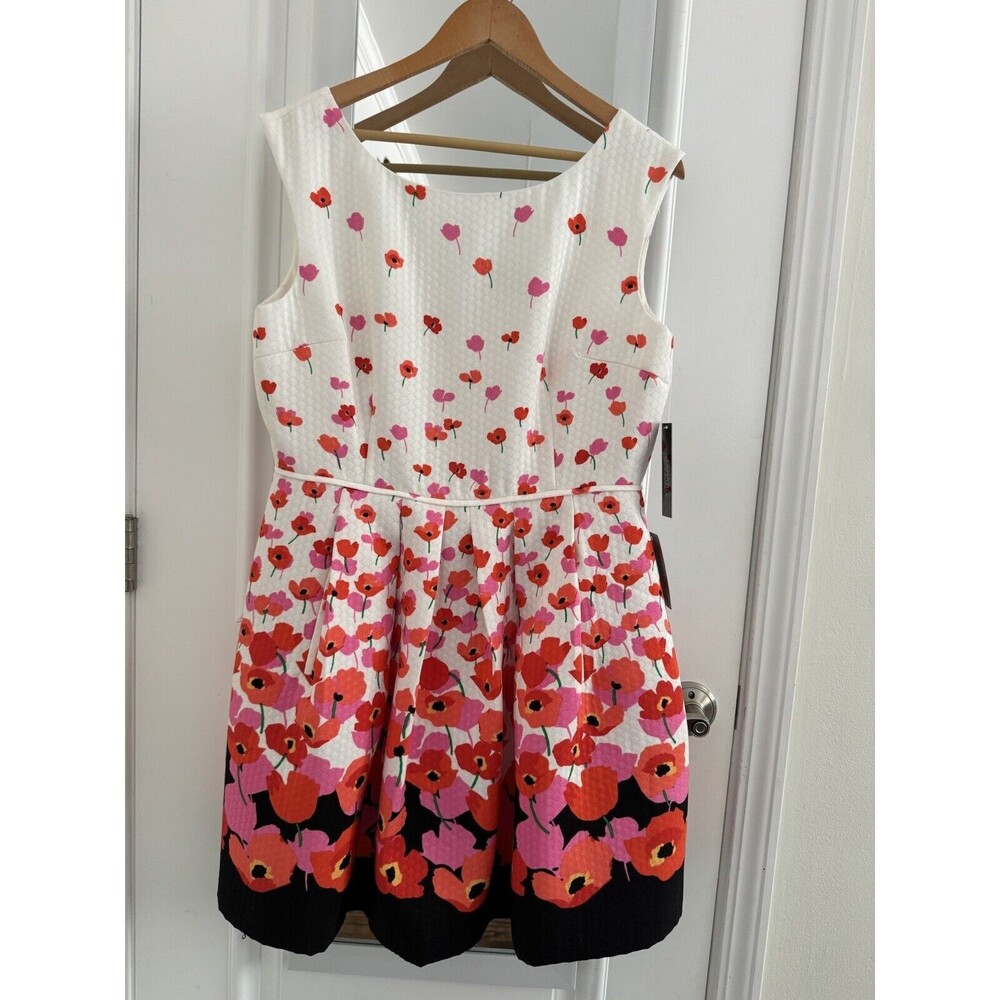 NWT Tahari Arthur Levine Dress Sleeveless Floral Poppies Women’s Size 14P Petite